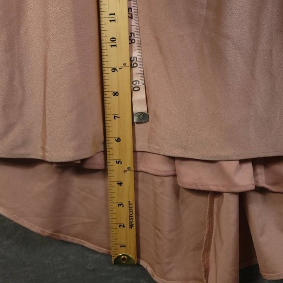 La Femme Womens Formal Gown Dress Pink Maxi‎ High Low Strappy Open Back 2 New - Picture 5 of 9